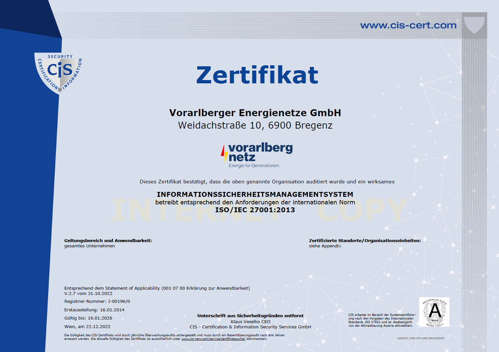 Zertifikat ISO 27001